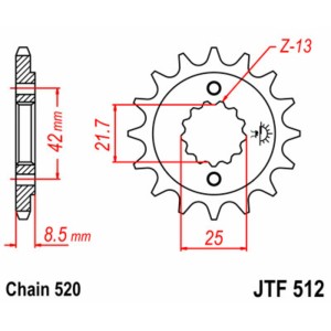 Piñón JT SPROCKETS acero estándar 512 - Paso 520