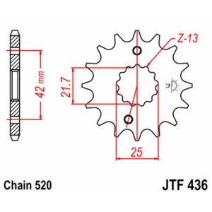 Piñón JT SPROCKETS acero estándar 436 - Paso 520