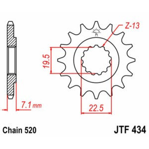 Piñón JT SPROCKETS acero estándar 434 - Paso 520