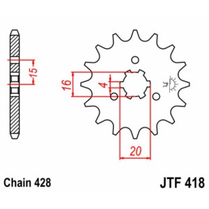 Piñon JT 418 de acero con 14 dientes
