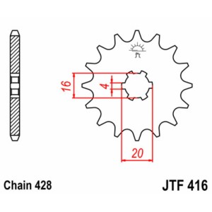 Piñón JT SPROCKETS acero estándar 416 - Paso 428