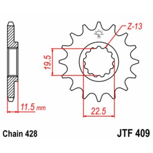 Piñón JT SPROCKETS acero estándar 409 - Paso 428
