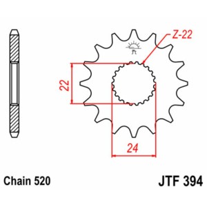 Piñón JT SPROCKETS acero estándar 394 - Paso 520