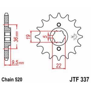 Piñón JT SPROCKETS acero estándar 337 - Paso 520