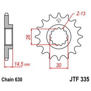Piñón JT SPROCKETS acero estándar 335 - Paso 630