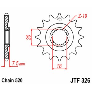 Piñón JT SPROCKETS acero estándar 326 - Paso 520