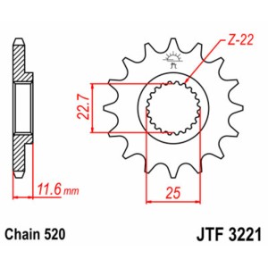Piñón JT SPROCKETS acero estándar 3221 - Paso 520