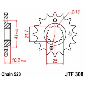 Piñón JT SPROCKETS acero estándar 308 - Paso 520
