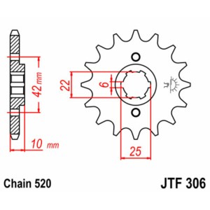 Piñón JT SPROCKETS acero estándar 306 - Paso 520