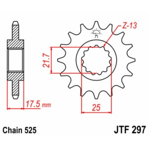 Piñón JT SPROCKETS acero estándar 297 - Paso 525