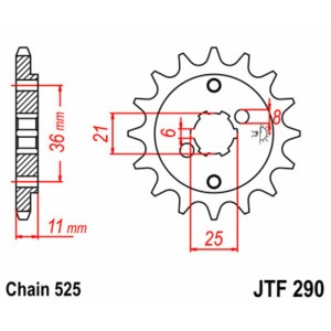 Piñón JT SPROCKETS acero estándar 290 - Paso 525