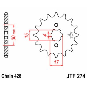 Piñón JT SPROCKETS acero estándar 274 - Paso 428