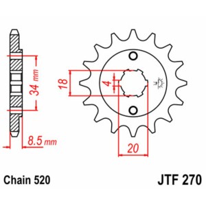 Piñón JT SPROCKETS acero estándar 270 - Paso 520