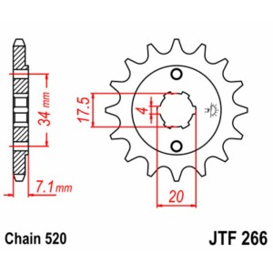 Piñón JT SPROCKETS acero estándar 266 - Paso 520