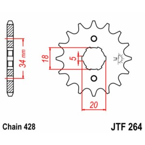 Piñón JT SPROCKETS acero estándar 264 - Paso 428