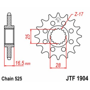 Piñón JT SPROCKETS acero estándar 1904 - Paso 525