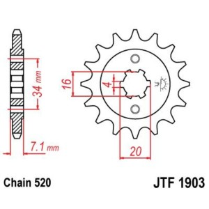 Piñón JT SPROCKETS acero estándar 1903 - Paso 520