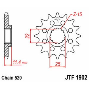Piñón JT SPROCKETS acero estándar 1902 - Paso 520