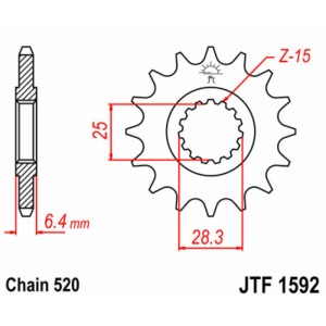 Piñón JT SPROCKETS acero estándar 1592 - Paso 520