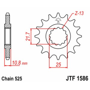 Piñón JT SPROCKETS acero estándar 1586 - Paso 525