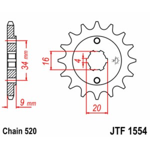Piñón JT SPROCKETS acero estándar 1554 - Paso 520