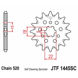 Piñón JT SPROCKETS acero autolimpiable 1445 - Paso 520