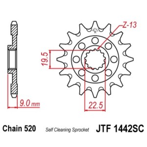 Piñón JT SPROCKETS acero autolimpiable 1442 - Paso 520