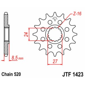 Piñón JT SPROCKETS acero estándar 1423 - Paso 520