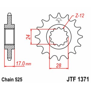 Piñón JT SPROCKETS acero estándar 1371 - Paso 525