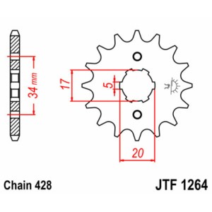 Piñón JT SPROCKETS acero estándar 1264 - Paso 428