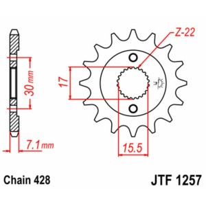 Piñón JT SPROCKETS acero estándar 1257 - Paso 428