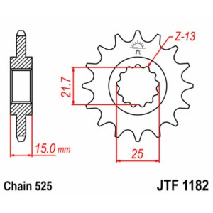 Piñón JT SPROCKETS acero estándar 1182 - Paso 525