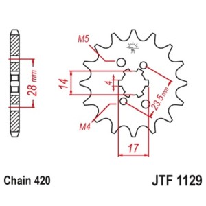 Piñon JT 1129 de acero con 14 dientes