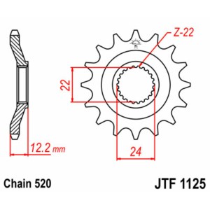 Piñón JT SPROCKETS acero estándar 1125 - Paso 520