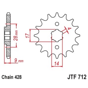 Piñón JT SPROCKETS acero estándar 712 - Paso 428